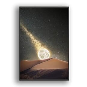 Framed Canvas Wall Art for Living Room, Bedroom Moon with Bright Canvas Prints for Modern Home Decoration Ready to Hang - 16"x24" inches