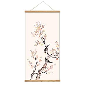 Hanging Poster Wooden Framed Beautiful Winter Flowers Theme Home Wall Canvas Prints Ready to Hang - 18"x36"