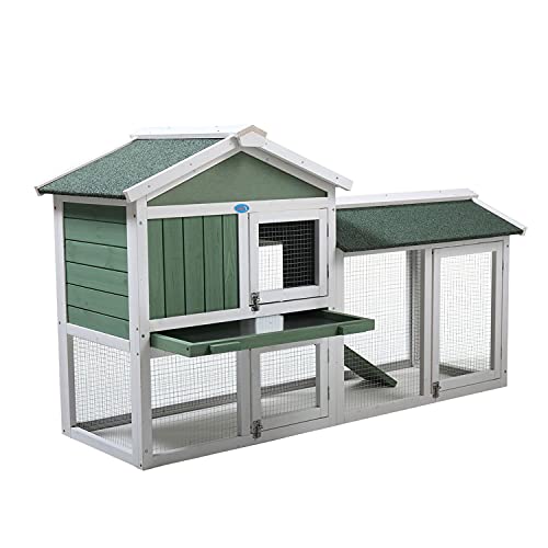 COZIWOW 2Tier Rabbit Hutch Indoor/Outdoor, Weatherproof Wooden Bunny