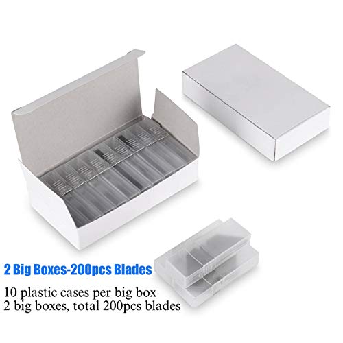 ZUZUAN Utility Knife Blades SK5 Steel 200-pack with Easy-operate Container, Durable Single Edge Box Cutter Blades, Standard Size Knife Blades for Most Standard Utility Knives, Silver