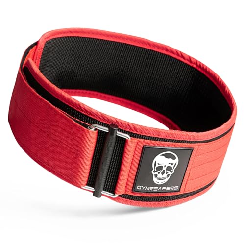 Gymreapers Schnellverschluss-Gewichthebergürtel für Bodybuilding, Kraftdreikampf, Cross-Training – 4-Zoll-Neopren mit Metallschnalle (rot, 2X-Groß)