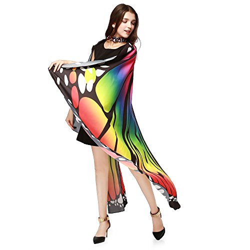 Butterfly Wings Shawl Scarves Nymph Pixie Poncho airy Poncho Costume Accessory Girls Dress Up (Multicolor)
