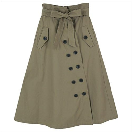 Amazon ティティベイト Titivate ウエストリボンフレアトレンチスカート カーキ M スカート 通販