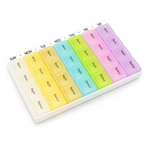 Beyoung Pill Box Organizer 7 Day Weekly AM/NOON/PM Tablet Pill Container Storage Box Case