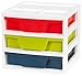 IRIS USA PJD-303 3-Drawer Activity Chest with Organizer Top, Assorted Colors