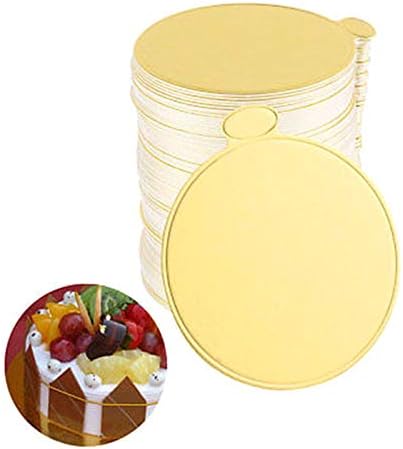 APSAMBR-100pcs Gold Printed Mini Single Round Mousse Cake Boards Paper Cupcake Circle Base Dessert Displays Tray for Wedding Cake Pastry
