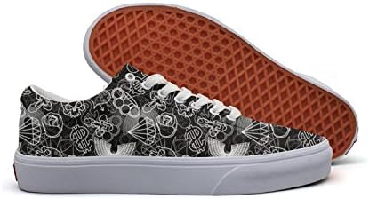 Feenfling Skull And Brass Knuckles Womens Printed Canvas Running Shoes Low Top Retro Athletic Sneakers For Women's