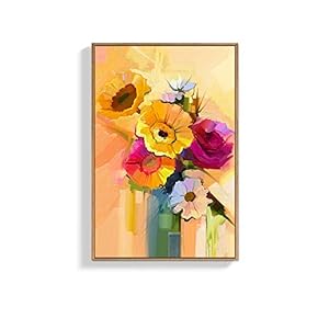 Framed Canvas Wall Art for Living Room, Bedroom Colorful Flower Canvas Prints for Home Decoration Ready to Hang - 16x24 inches