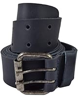 Hide &amp; Drink, Rustic Leather Belt/Rustic Double Prong Buckle, (1.5 in.) Wide Handmade Includes 101 Year Warranty :: Slate Blue (Size 34)