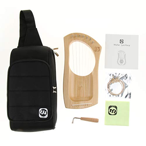 B Blesiya 7-String Wooden Harp， Kit with Tuning Key&Bag&Cleaning Cloth Mahogany Instrument - Music Lovers - Thumbnail 7