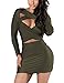 VOGRACE Women's Long Sleeve Cut Out Bandage Bodycon Party Clubwear Mini Dress S Green