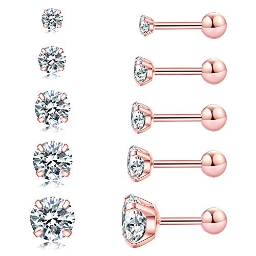 Cubic-Zirconia-Hypoallergenic-Stud-Earrings-for-Women-Men-Girls-Statement-Cartilage-Fashion-Surgical-Steel-Helix-Earrings-5-Pairs