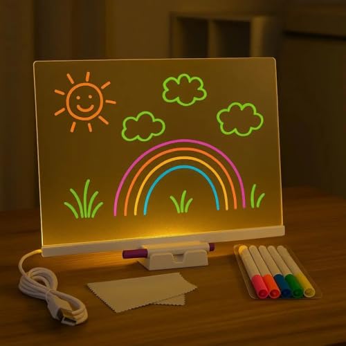 Prancheta de Desenho com Luz LED A4 USB – Mesa de Luz com Iluminação, Ideal para Desenho, Planner, Lembretes e Crianças Quadro Desenho Luminária Led Para Escrita Apagável Premium
