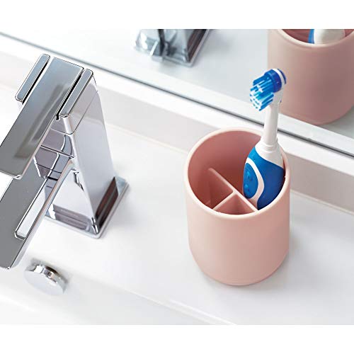 iDesign Cade Toothbrush Holder, Holds Normal Toothbrushes, Spin Brushes, and Toothpaste - Matte Blush