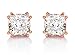 NANA Cushion-Cut Stud Earrings Swarovski Zirconia Silver & 14k Solid Gold Post 0.60cttw - 4.00ct. Weight