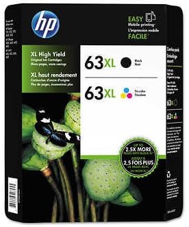Com HP 63xl Black,Tri-color Original Ink Cartridge in Retail Packaging (F6U64AN),(F6U63AN)