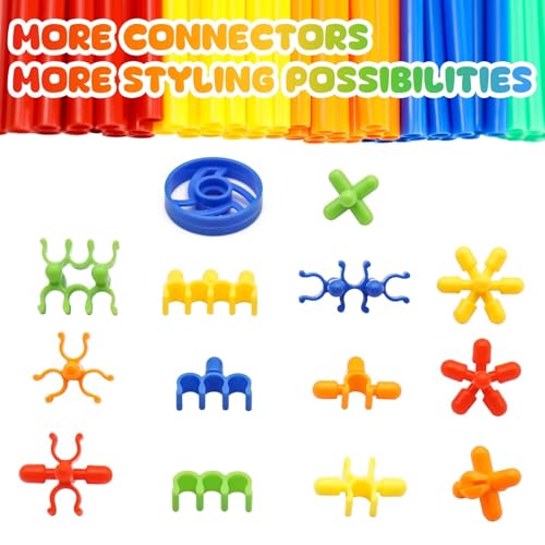 1000 Pieces Construction Straws and Connectors Toys, Fort Building Toys for Kids, STEM Creative Building Games for Boys and Girls Ages 4 5 6 7 8 Years Old