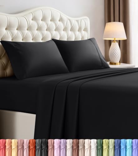 Utopia Bedding California King Sheets - 4 Piece Bedding - Brushed Microfiber - Shrinkage and Fade Resistant - Easy Care (Cal King, Black)