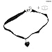 Amorulove 1X Lady Girls Velvet Choker Necklace Retro Handmade Love Heart Crystal Pendant(Black)