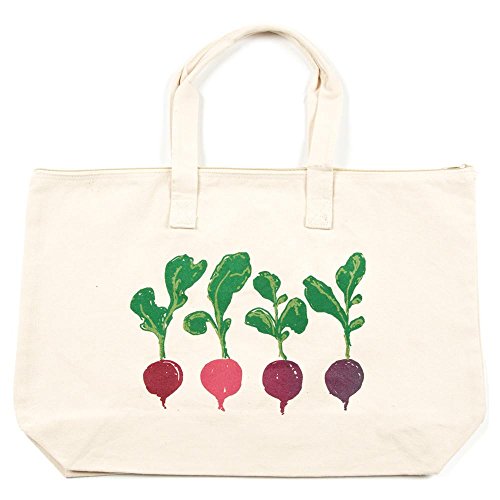 Radishes Farmers Market Reusable Canvas Zipper Tote Bag