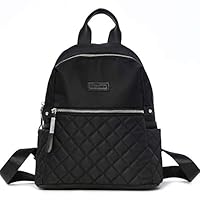 Lily & Drew Nylon Casual Travel Mini Backpack Purse, Quilted (Small Black)