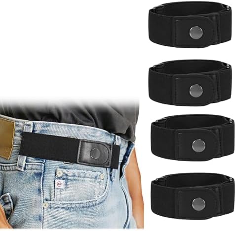 WERFORU Men 2 Loop No Buckle Elastic Belt for Women Men side belts