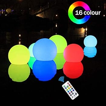 SHYMERY Floating Pool Lights,2019 Upgrade 3.2-inch RGB Color Changing LED Pool Balls with Remote Control, IP65 Waterproof Bath Toys, Perfect for Pool Swimming,Pond Decoration,Pack of 6