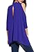 Haola Women's High Neck Cold Shoulder T-shirt Hole Back Tees Juniors Girl Loose Tops M Blue