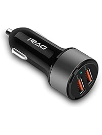 iRAG 36W Dual USB Quick Charge 3.0 Car Charger for iPhone X / 10 / 8 / 8 Plus / 7 / 7 Plus / 6s / 6s Plus / 6 / 6 Plus / 5 / 5S, iPad, Samsung, Google, LG, HTC, Nexus, Motorola and more