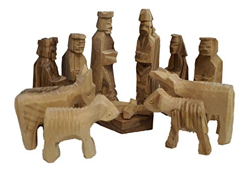Carved from Bethlehem Olive Wood Christmas Nativity Story Set with Stable (4.5" Stable with 2.75" Figurines) 6 Carved from Bethlehem Olive Wood Christmas Nativity Story Set with Stable (4.5" Stable with 2.75" Figurines) - Image 5