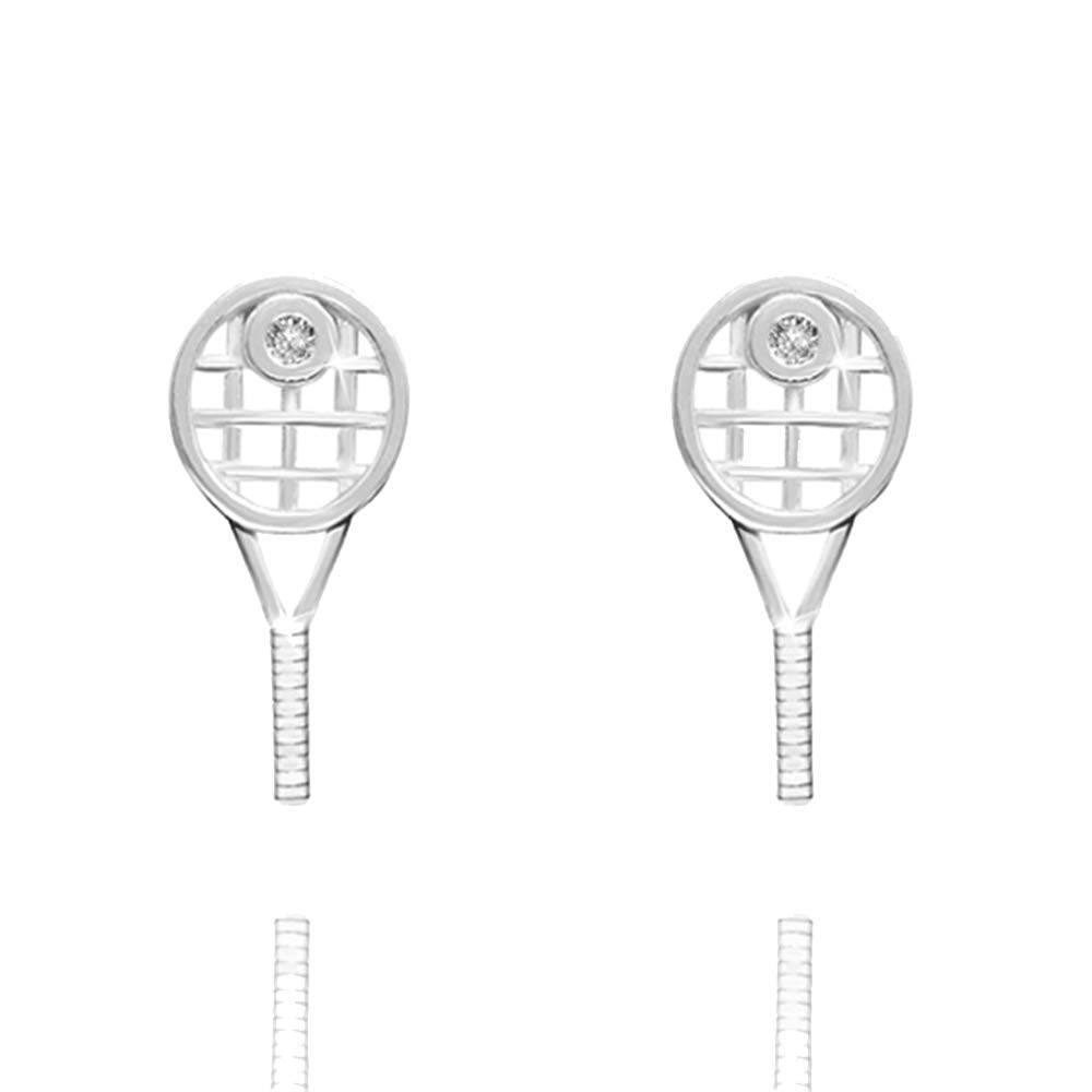 URBAN SHe° 925 Sterling Silver 925 Tennis Racket Studs Earrings Tennis Player Lover gift sports