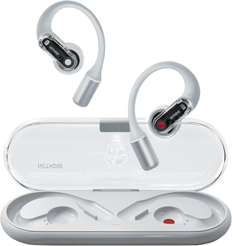 Nothing Ear (Open) Open-Ear-ohrhörer mit Zwei Mikrofone und AI Clear Voice, Open Sound Technology, IP54 Staub- und wasserresistent, 30 Stunden Wiedergabe und Erweiterter EQ - Weiß
