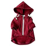 Adventure Zip Up Maroon Red Dog Hoodie with Hook & Loop Pockets and Adjustable Drawstring Hood - Available in Extra Small to Extra Large. Comfortable & Versatile Dog Hoodies by Ellie (M)