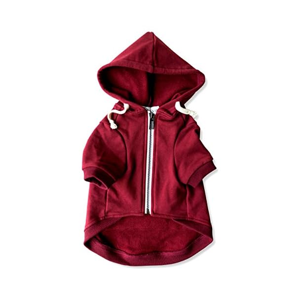 Adventure Zip Up Maroon Red Dog Hoodie with Hook & Loop Pockets and Adjustable Drawstring Hood - Available in Extra…