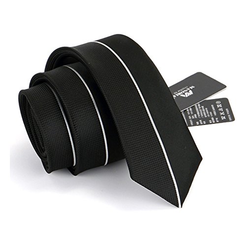 Manoble Men's Black White Necktie 2.17 Inches Slim Ties for Men + Gift Box