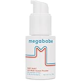 Megababe Sweat Absorbing Body Powder - Bust Dust, with Applicator Pump, Talc-Free, All Natural, 3 oz