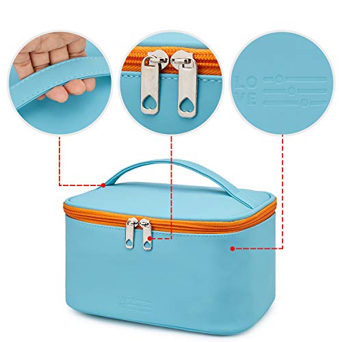 WANDF 3 Pieces Makeup Bag PU Leather Toiletry Bag Portable Cosmetic Pouch Water-resist Travel Organizer for Women (Blue) 3 WANDF 3 Pieces Makeup Bag PU Leather Toiletry Bag Portable Cosmetic Pouch Water-resist Travel Organizer for Women (Blue)