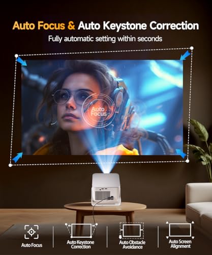 Smart Projector with 4K 8K Support, Portable Projectors with Wifi6 and Bluetooth5.4, 600 ANSI, Auto Focus & Obstacle Avoidance 1080P Mini Movie Proyector for Home Outdoor, Magcubic HY350Max