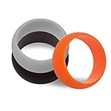 CAJJ Mens Silicone Wedding Ring - 3 Rings Pack - Black, Hazard Orange, Army Green, Cool Grey