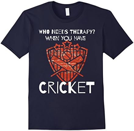 Mens Who Needs Therapy When You Have Cricket T-Shirt Medium Navy
