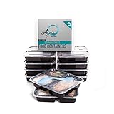 Aspen Collectibles 3 Compartment Reusable Food Storage Meal Containers with Lids, Microwave Safe, Bento Lunch Box, Stackable, Set of 10 1000ml (Health and Beauty)