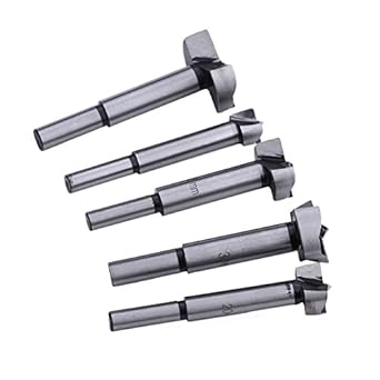 Generic 5pcs /set 85mm Forstner Wood Drill Bit Set 15/20/25/30/35mm Hole Saw Cutter Wood Tools with Round Shank