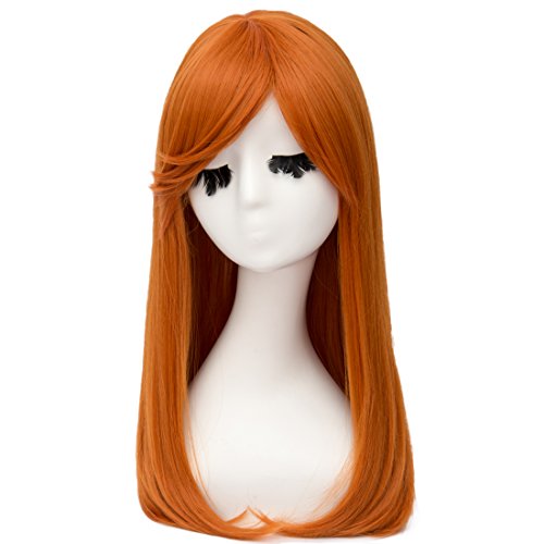 netgo Orange Anime Cosplay Wigs Long Straight for Women Halloween Costume Wigs Heat Resistant 20