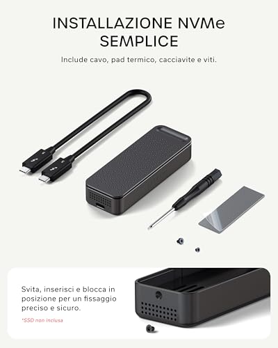 SATECHI DotDisk™ M.2 NVMe SSD Case 80Gbps USB4 V2 Aluminium Active Cooling, Ultra Fast Transfer for Thunderbolt 5 and USB4 - Sideral Black