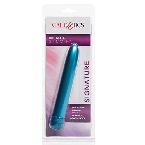 6" Vibrator Blue Straight Shimmer Waterproof