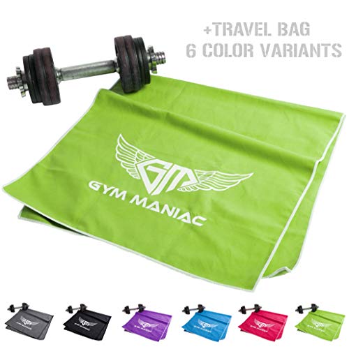 Gym Maniac GM Microfiber Towel - Multi-Purpose for Sports, Workout, Fitness, Gym, Crossfit, Pilates, Travel, Camping, Yoga, Swimming, Beach for Man and Woman with Travel Bag (Green) - Thumbnail 7