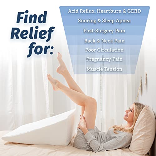 Abco Bed Wedge Pillow for Sleeping Memory Foam Top Reduce Neck
