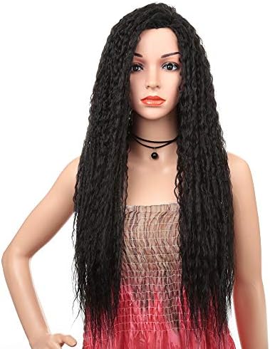 28 inch Kinky Curly Synthetic Wigs with Sleeve Screw Roll for Black Women Density 130% Heat Resistant Replacement Hair