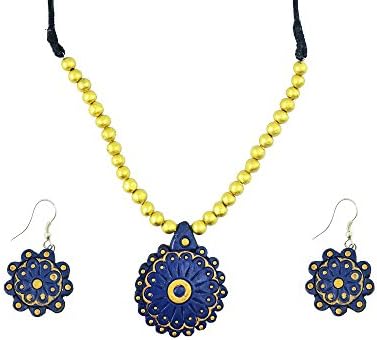 DIOVANNI "Aquamarine Pearl Beauty" 3-piece TerraCotta Jewellery Set