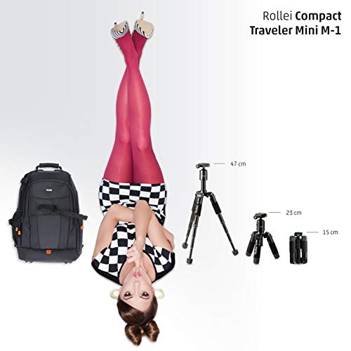 Rollei Compact Traveler Mini M1 I Noir I trépied de Voyage léger I en Aluminium